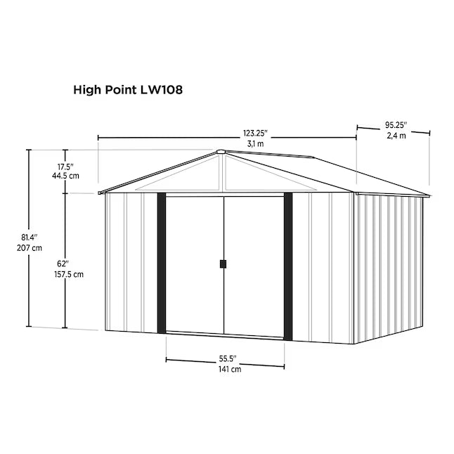 Arrow 10-ft x 8-ft High Point Galvanized Steel Storage Shed